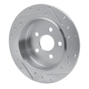 Chrysler PT Cruiser Brake Rotor (1) - Rear Left - R1 Concepts - Drilled & Slotted - Silver - `95-`03